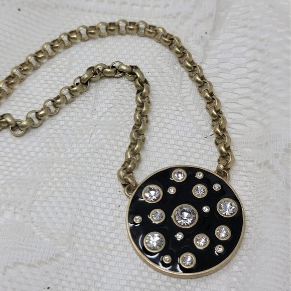 Enameled Rhinestone Necklace by Kiam Family Gold - Picture 1 of 10